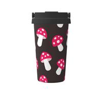 InOmak Patrón de hongos,Taza de café de 500 ml, botella de agua de acero inoxidable aislada, taza de café portátil