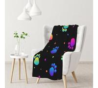 InOmak Patrón de Huella de Pata de arcoíris con Animales,Manta Suave y cálida de Franela Antibolitas, 76 x 102 cm