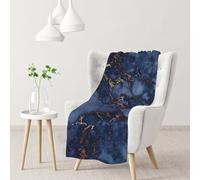 InOmak Patrón de mármol Azul Marino y Cobre Falso,Manta Suave y cálida de Franela Antibolitas, 76 x 102 cm