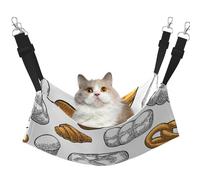 InOmak Patrón de Pan sobre Fondo Blanco,Hamaca Colgante para Gatos, Suave, de Doble Cara, para Perros pequeños y Mascotas.,L