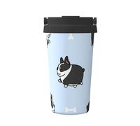 InOmak Patrón de perro Boston Terrier,Taza de café de 500 ml, botella de agua de acero inoxidable aislada, taza de café portátil