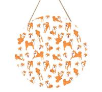 InOmak Patrón de perro Shiba Inu, Cuadro redondo de madera de 30 cm, cuadro para colgar en la pared del hogar.