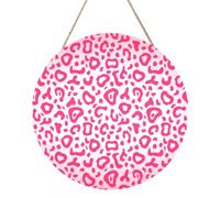 InOmak Patrón de piel de leopardo rosa brillante, Cuadro redondo de madera de 30 cm, cuadro para colgar en la pared del hogar.