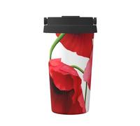 InOmak Patrón sin costuras de amapola,Taza de café de 500 ml, botella de agua de acero inoxidable aislada, taza de café portátil