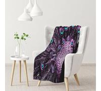 InOmak Pavo Real Morado,Manta Suave y cálida de Franela Antibolitas, 76 x 102 cm