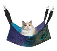 InOmak Pavo Real Morado y Verde Azulado,Hamaca Colgante para Gatos, Suave, de Doble Cara, para Perros pequeños y Mascotas.,M