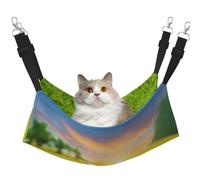 InOmak Pelota de Golf Verde con Estampado de Atardecer,Hamaca Colgante para Gatos, Suave, de Doble Cara, para Perros pequeños y Mascotas.,L
