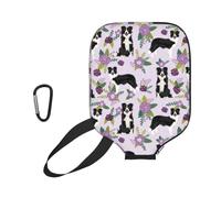 InOmak Perro Border Collie con Estampado Floral Vintage Morado, Funda Deportiva para Pala de Pickleball; Estuche Compatible con Todas Las Formas y tamaños de Pala.