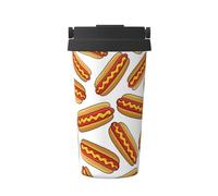 InOmak Perro caliente de comida rápida,Taza de café de 500 ml, botella de agua de acero inoxidable aislada, taza de café portátil