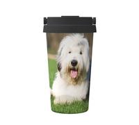 InOmak Perro pastor inglés antiguo,Taza de café de 500 ml, botella de agua de acero inoxidable aislada, taza de café portátil