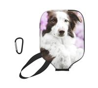 InOmak Perros Border Collie Marrones en Primavera con Flores, Funda Deportiva para Pala de Pickleball; Estuche Compatible con Todas Las Formas y tamaños de Pala.