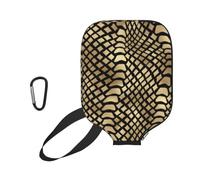 InOmak Piel de Animal de pitón Negra Dorada Africana Safari Sepia, Funda Deportiva para Pala de Pickleball; Estuche Compatible con Todas Las Formas y tamaños de Pala.