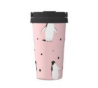 InOmak Pingüinos Estrellas Ave Marina,Taza de café de 500 ml, botella de agua de acero inoxidable aislada, taza de café portátil