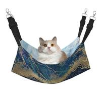 InOmak Pintura Abstracta Dorada con Brillo y mármol Azul,Hamaca Colgante para Gatos, Suave, de Doble Cara, para Perros pequeños y Mascotas.,M