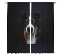 InOmak Retrato de Border Collie (Impresión), Cortinas de Ventana de 2 Paneles, 132 x 213 cm, Opacas, para Sala de Estar y Dormitorio.