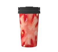 InOmak Rodaja de tomate,Taza de café de 500 ml, botella de agua de acero inoxidable aislada, taza de café portátil
