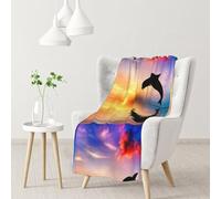 InOmak Salto de Delfines,Manta Suave y cálida de Franela Antibolitas, 76 x 102 cm
