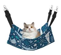 InOmak Tiburón Sonriente Animales Marinos Peces Estrellas de mar Azul,Hamaca Colgante para Gatos, Suave, de Doble Cara, para Perros pequeños y Mascotas.,L