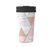 InOmak Triángulo blanco rosa,Taza de café de 500 ml, botella de agua de acero inoxidable aislada, taza de café portátil