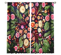 InOmak Vegano Frutas y Verduras vivas Imprimir, Cortinas de Ventana de 2 Paneles, 132 x 213 cm, Opacas, para Sala de Estar y Dormitorio.