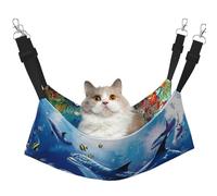 InOmak Vida Marina Mundo Marino Azul Coral Delfín,Hamaca Colgante para Gatos, Suave, de Doble Cara, para Perros pequeños y Mascotas.,L