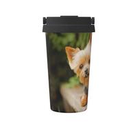 InOmak Yorkshire Terrier Bokeh Perros Adorables Pared,Taza de café de 500 ml, botella de agua de acero inoxidable aislada, taza de café portátil