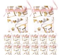 INOOMP 100 Bolsas de Organza Rosa Cordón en Forma de Corazón para Joyería, Material de Gasa Elegante y Fácil de Abrir, Ideales para Regalos de Boda y Fiestas