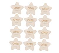 INOOMP 12piezas Placa Conmemorativa Madera Tarjeta De Mensuales De Estrellas Doble Cara Accesorios Para Sesión De Fotos Letrero De Crecimiento Mensual Para Shower