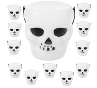 INOOMP 18 Piezas Cubo de Dulces de Halloween Blanco Asa, Plástico Resistente y Seguro, Diseño Creativo de Calabaza para Fiestas y Decoración Temática