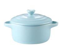 INOOMP 1pieza Cuenco de Cerámica para Estofado con Doble Asa y Tapa Apto para Horno Microondas Resistente y Duradero Color Azul para Cocina Doméstica