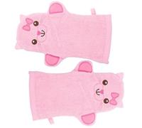 INOOMP 2 Guantes Exfoliantes para Baño de Ñiño Tamaño Grande Diseño de Gato Rosa Guantes de Ducha para Paños de Baño para Eliminar Piel Muerta y Masaje Corporal Infantiles