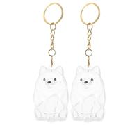 INOOMP 2 llaveros con Pelo de Perro: Llavero de plástico Transparente rellenable con Forma de Pomerania Sonriente, Ideal para Guardar el Pelo de tu Mascota y coleccionar Barba de Cachorro o Gato.