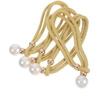 INOOMP 2 Pares Alzapaños de Cortina Trenzados a Mano Ajustables con Perla | Cuerda de Fibra Química, Acabado Dorado, para Oficina y Dormitorio, Adorno Decorativo Elegante