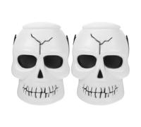 INOOMP 2 Piezas Cubo de Plástico Portátil y Versátil para Halloween con Forma de Calavera Contenedor de Dulces Adecuado para Decoración en Fiestas y Celebraciones al Aire Libre