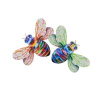 INOOMP 2 piezas Decoración Colgante de Pared con Abeja de Hierro Colorida con Alas Verdes y Naranjas Adorno para Jardín y Patio Resistente y Detallado para Decoración Exterior y