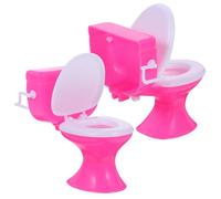 INOOMP 2 Piezas Mini Inodoro de muñecas Miniatura baño de muñecas Primero Muebles diminutos Mini baño para casa de muñecas Muebles de casa pequeña el plastico Rosa Color Aleatorio