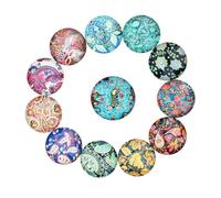 INOOMP 20 Parches Redondos de 25 MM para Manualidades y Patchwork, Estampados Étnicos de Criaturas Extrañas y Colores Variados Color Aleatorio
