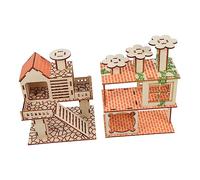 INOOMP 2piezas Casa De Madera para Hámster De Refugio y Plataforma De Seguro y Divertido para Mascotas Pequeñas Diseño y Transpirable