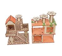 INOOMP 2piezas Casa De Madera para Hamsters Plataforma De Creativa y Resistente Refugio para Mascotas Diseño De Escalera y Tobogán para Ejercicio y Diversión