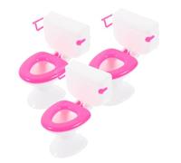 INOOMP 3 Piezas Adornos para el Inodoro Juguete de baño de casa de muñecas Mini baños de casa de muñecas pequeño casa de muñecas baño Casa de muñecas de Bricolaje el plastico Rosa