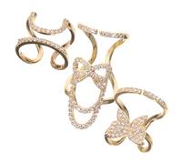 INOOMP 3 piezas Anillos para Uñas con Zirconia Microengastada de Diseño Desmontable para Realzar Manicuras Acrílicas y Añadir Encanto Artístico Tu Colección de Uñas