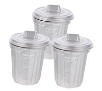 INOOMP 3 Piezas Bote De Basura Pequeño Diminuto Mini Delgado Simple Papelera Decorativa Pequeño Bote De Basura Botes De Basura De Juguete Pequeño Lata De Basura Plata Aleación