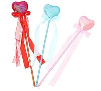 INOOMP 3 Piezas Stick Mágico De Lovin Love Hada Varita Mágica Varitas De Princesa Juguetes para Chicas Decoración Brillantina Rosa Star Fairy Wand Corazón Paño