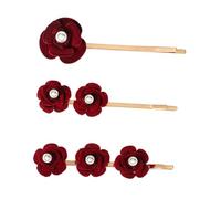 INOOMP 3 Pinzas Pelo Flores Rojas de Aleación de Zinc y Abs, Accesorios Decorativos Fáciles de Usar para Mujeres y Adolescentes en Viajes Románticos