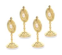 INOOMP 4 Cruces Católicas de Mesa de Metal con Base, Crucifijos de Pie Dorados 6.2x2.9 Cm para Decoración Religiosa del Hogar y Capilla, Figuras Religiosas Cristianas para Altar y