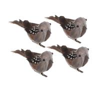 INOOMP 4 Piezas Adornos de Pájaros Artificiales con Pinzas Figuras de Gorriones de Espuma Simulados para Decoración de Jardín Manualidades Disfraces y Bodas