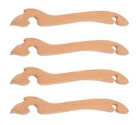 INOOMP 4 Piezas Empujador de Rejillas de Horno de Madera Caqui Mango Curvo | Compatible con Bandejas y Placas, Ligero, Antiquemaduras, Superficie Antirrayas, para Hornos de Sobremesa