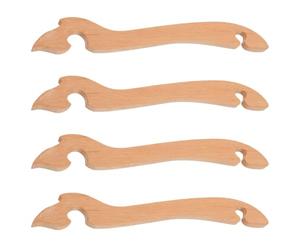 INOOMP 4 Piezas Empujador de Rejillas de Horno de Madera Caqui Mango Curvo | Compatible con Bandejas y Placas, Ligero, Antiquemaduras, Superficie Antirrayas, para Hornos de Sobremesa