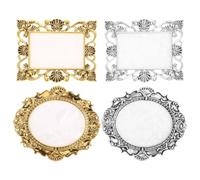 INOOMP 4 Piezas Paleta de Uñas de Placa de Mezcla de Colores Vintage Bandeja de Exhibición Cuadrada Ovalada Herramienta para Mezclar Resina y Esmalte de Uñas