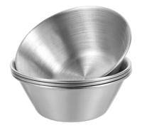INOOMP 4 Piezas Taza de Salsa Plata de Acero Inoxidable, 50ml, Redonda | Recipiente para Aderezo de Ensalada, Diseño Simple Minimalista, Solución Práctica y Fácil de Guardar